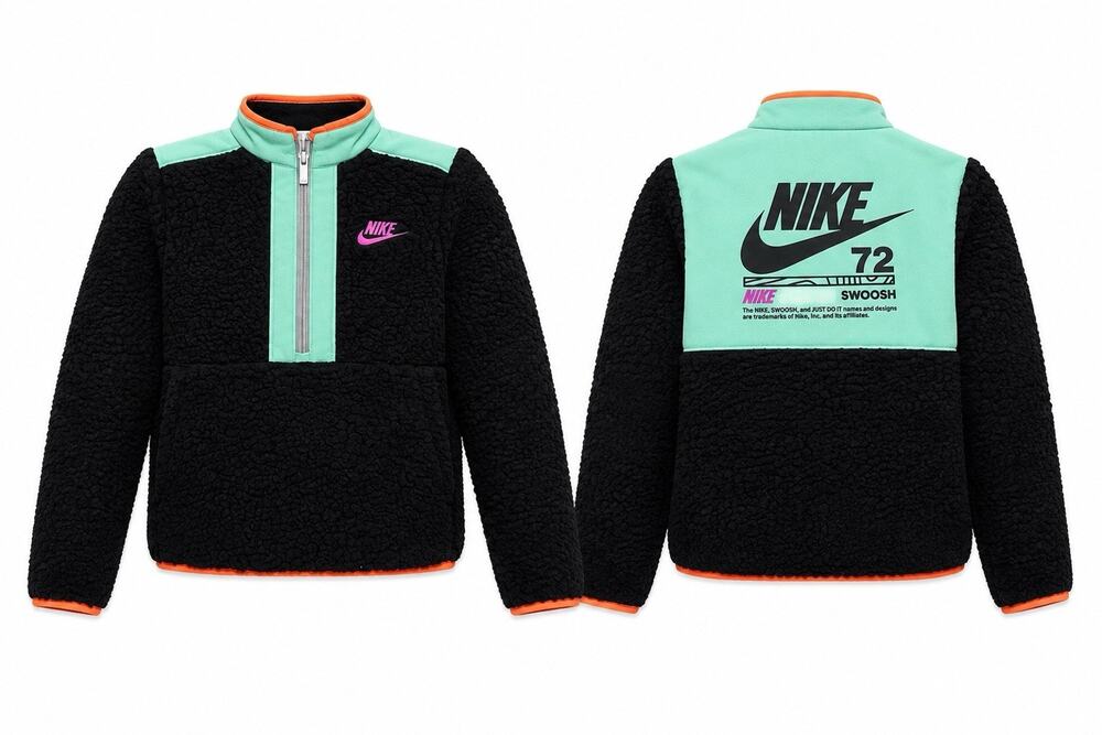 Nike Youth Girls Size 6 / 7 Pullover Sweater 1/4 Zip Sherpa Sweatshirt